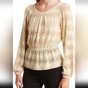 Belldini Brushed‎ Lace Bouson Sleeve Top